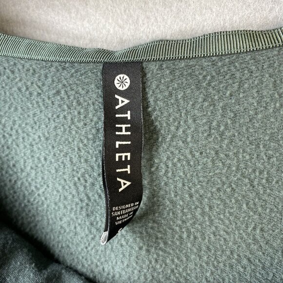 Athleta Purana Wrap Sweatshirt Womens S Oversized Olive Green Hoodie Trendy Cozy - Picture 2 of 11